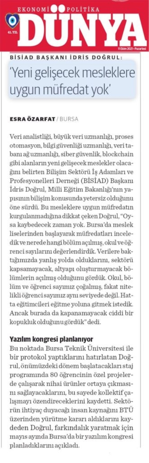 Başkanımızın Basına Yansıyan Röportajı 