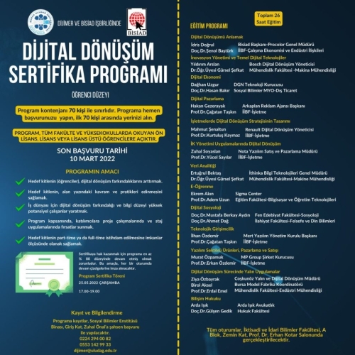 Dijital Dönüşüm Sertifika Programı Başlıyor.