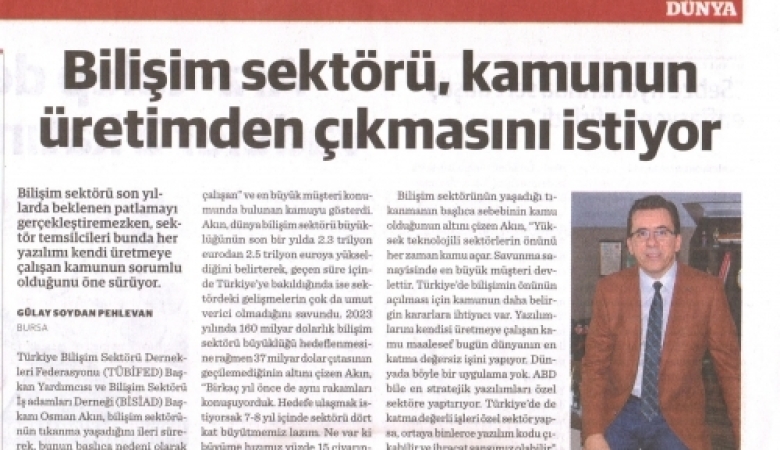 Bilişim Sektörü, Kamunun Üretimden Çıkmasını İstiyor 