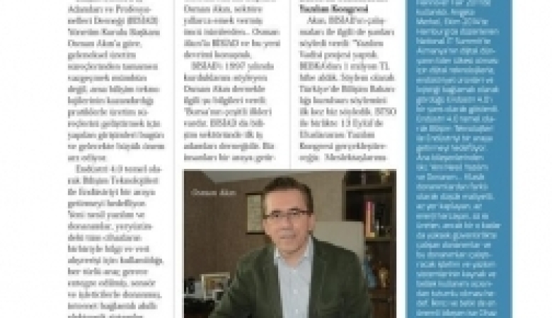 BİSİAD Yönetim Kurulu Başkanı Osman Akın,Perspektif Dergisinde BİSİAD ve Endüstri 4.0'ı Anlattı.